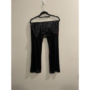 Badgley Mischka Pants Womens Sz 4 Pink Black Sequin FLAW Sequin Missing Color